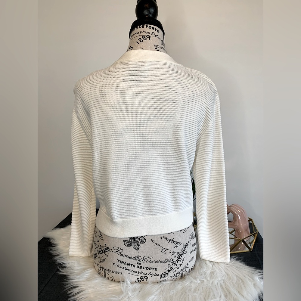 Wilfred Ivory Cropped Ribbed Button-Front Cardigan - Picture 2 of 5